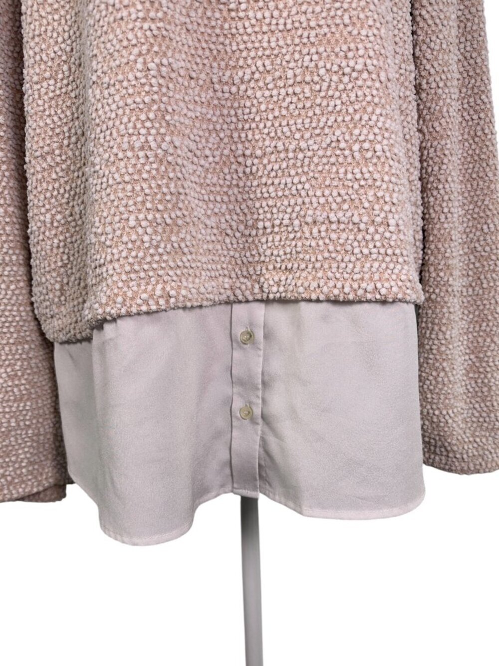 Calvin Klein Blush Pink Bouclé Layered Hem Sweater XL | Textured Knit Career Chi - Picture 4 of 10